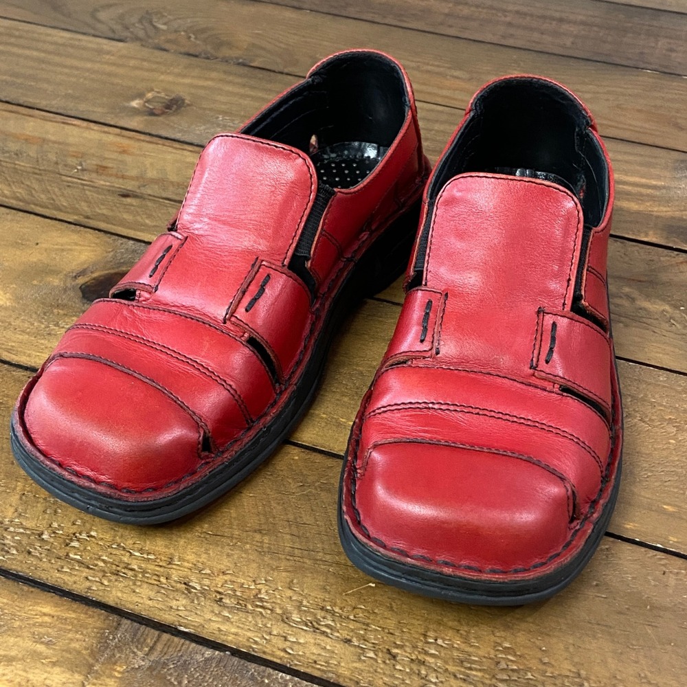 Josef Seibel Red Leather Fisherman Sandals Slip On Comfort Shoes Womens 36